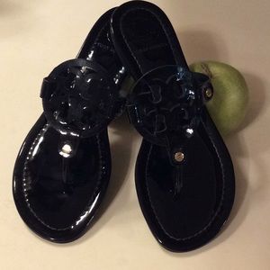 New. Tory Burch black patent sandal